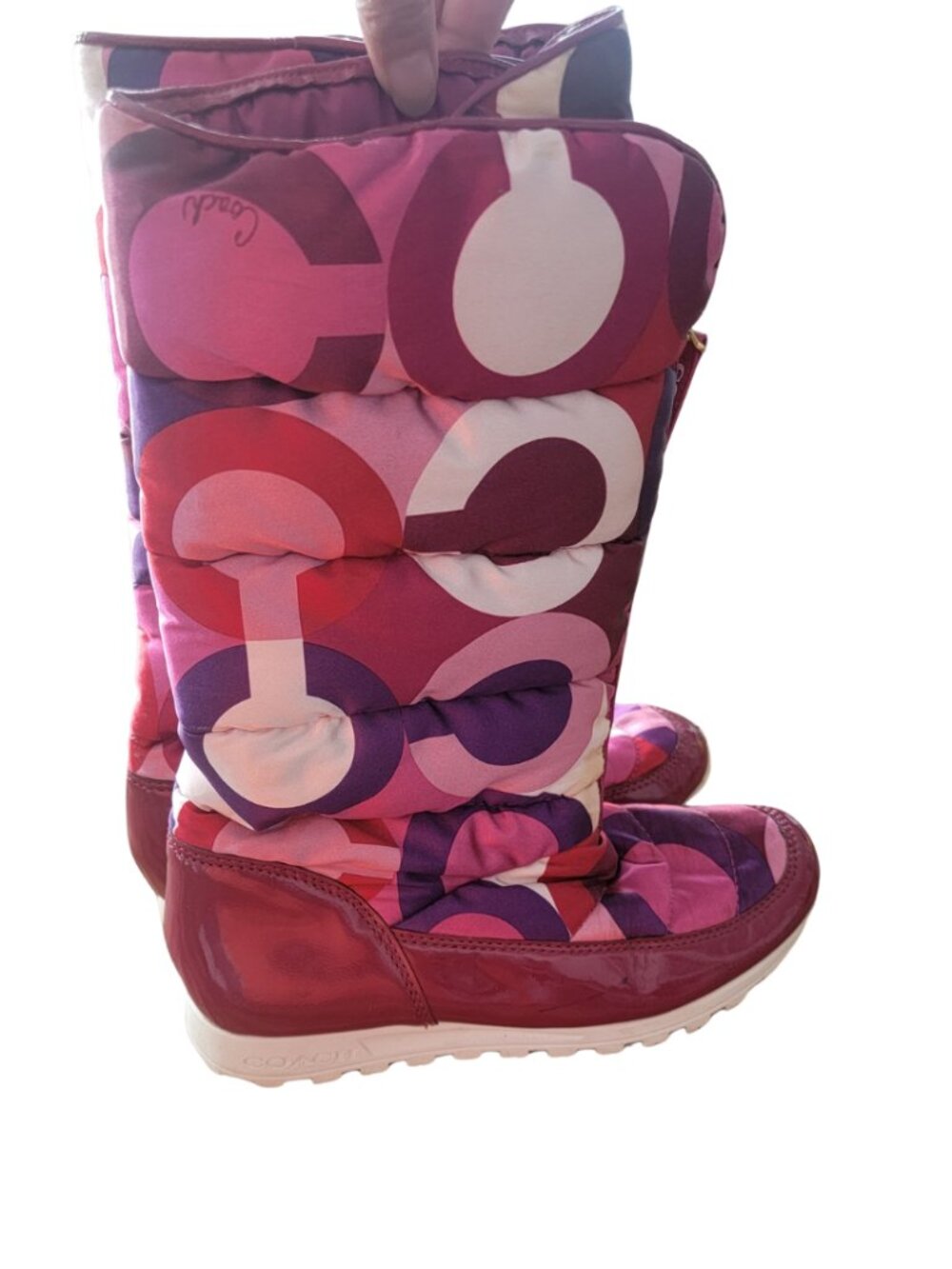 Coach JOLT Pink Signature C Logo Camo Print Silky Insulated Snow Boots - Picture 3 of 13